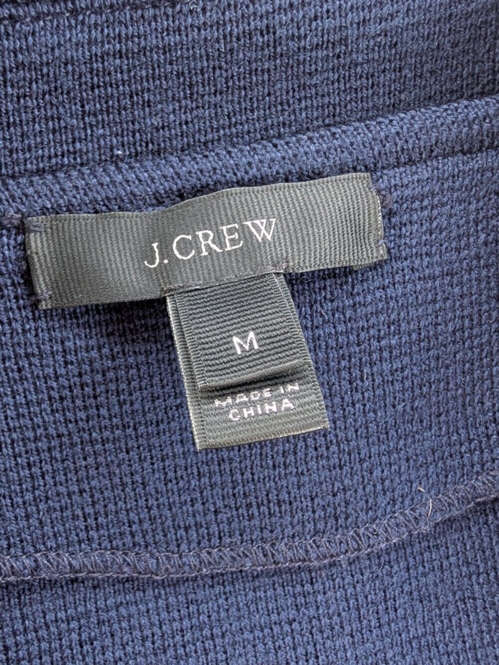 J.Crew navy open front sweater blazer with pockets 100% merino wool medium EUC - Picture 8 of 11
